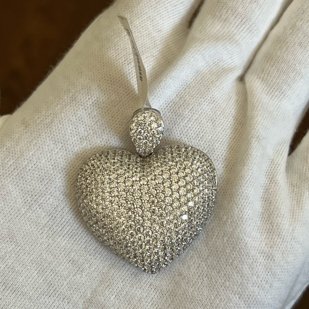 BRAND NEW CZ PAVE STERLING SILVER LARGE HEART PENDANT